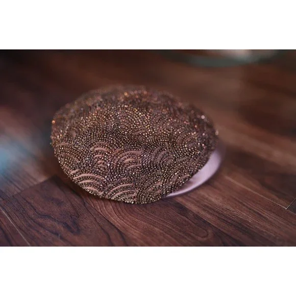 Vintage  Herzfeld's' Kansas City 100% Wool Brown beaded hat - Picture 5 of 10